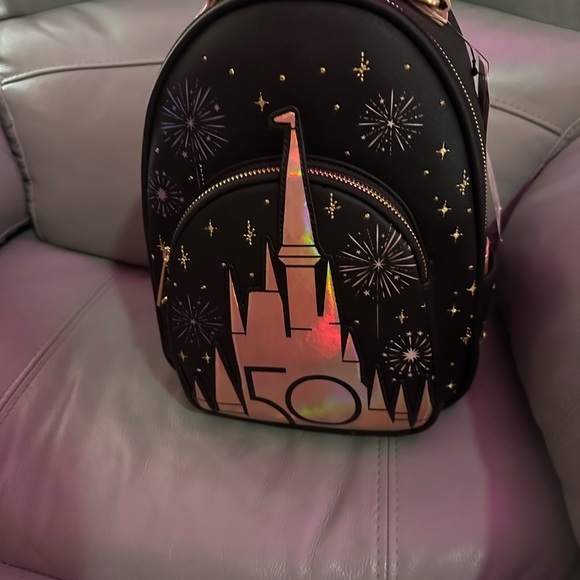 Disney world grand finale 50th black Loungefly mini backpack - Picture 2 of 7